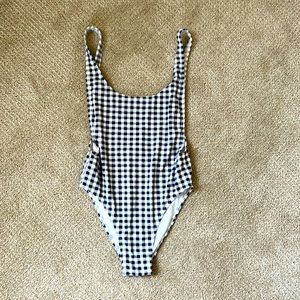 Gingham navy one piece swimsuit